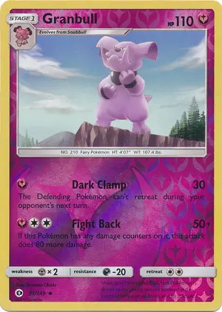 Sun & Moon Granbull #91/149 reverse holo